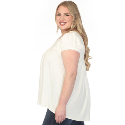 Dressbarn Best Seller | Women's  Cap Sleeve Pleated Top - Off White - Plus