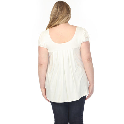 Dressbarn Best Seller | Women's  Cap Sleeve Pleated Top - Off White - Plus