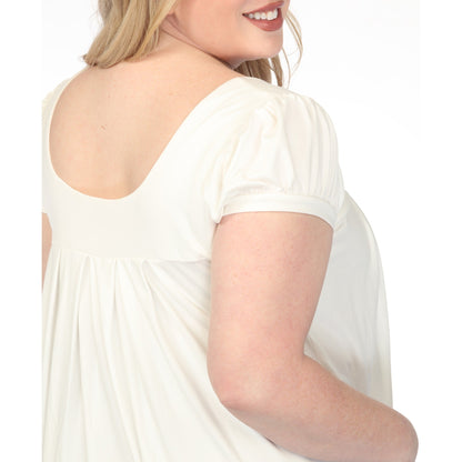 Dressbarn Best Seller | Women's  Cap Sleeve Pleated Top - Off White - Plus