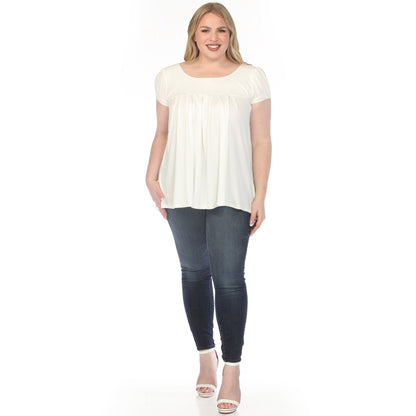 Dressbarn Best Seller | Women's  Cap Sleeve Pleated Top - Off White - Plus