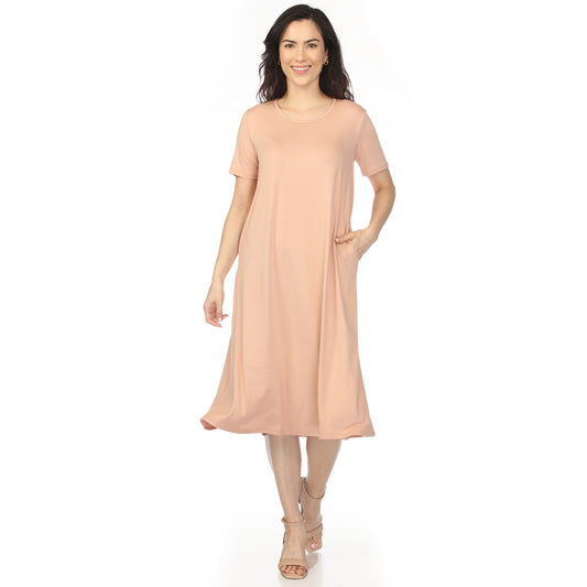 Dressbarn Recommended | Women's Crew Neck T-Shirt Dress - Rose Gold