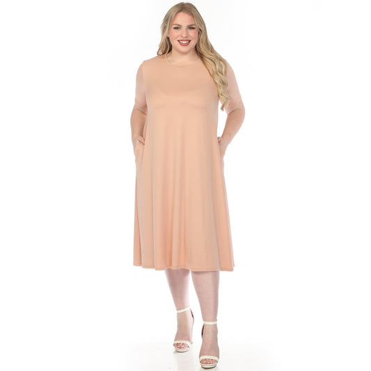 Dressbarn Popular | Women's  Crew Neck T-Shirt Dress - Rose Gold - Plus