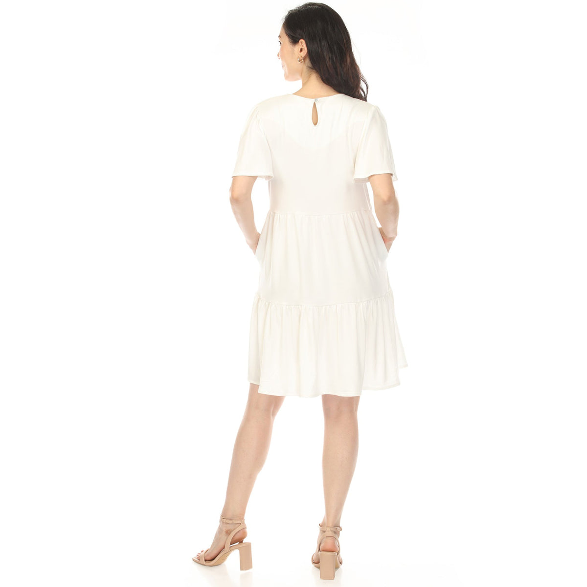 Dressbarn Trending | Women's V-Neck Short Sleeve Dress - Off White