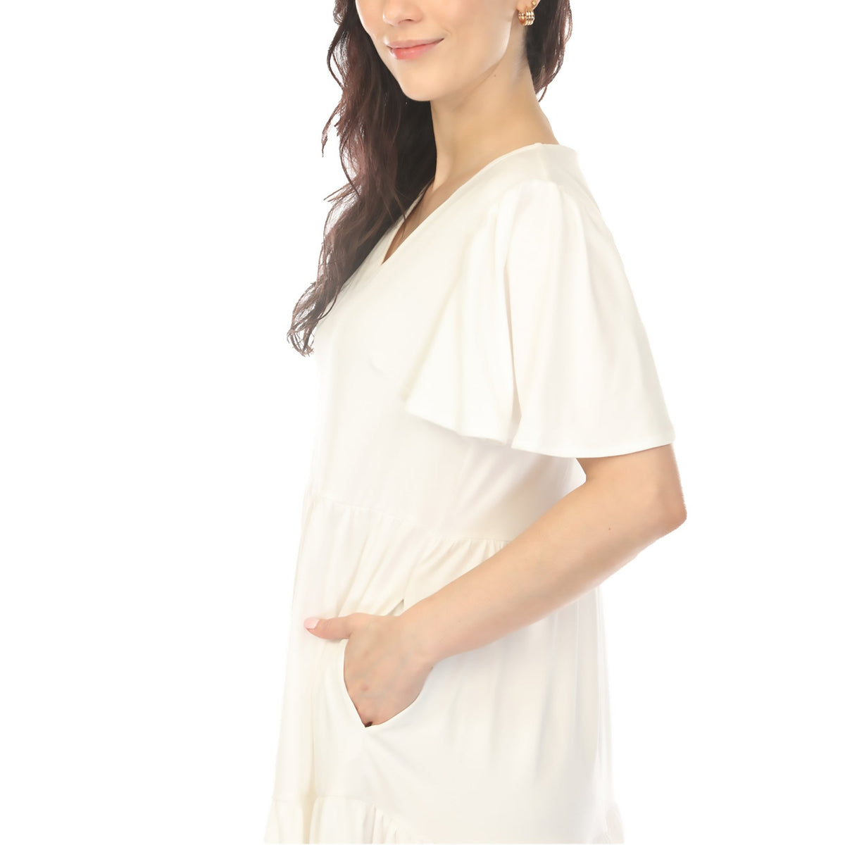 Dressbarn Trending | Women's V-Neck Short Sleeve Dress - Off White