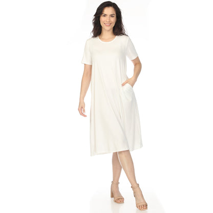 Dressbarn Recommended | Women's Crew Neck T-Shirt Dress - Off White