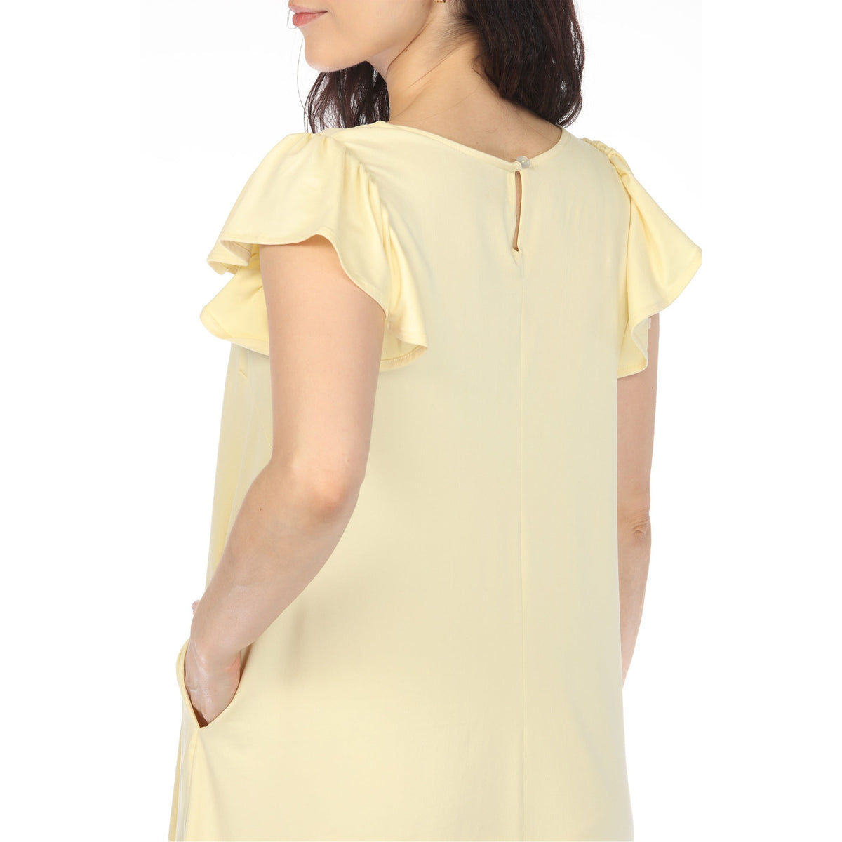 Dressbarn Premium | Women's Crew Neck Ruffle Sleeve Dress - Yellow