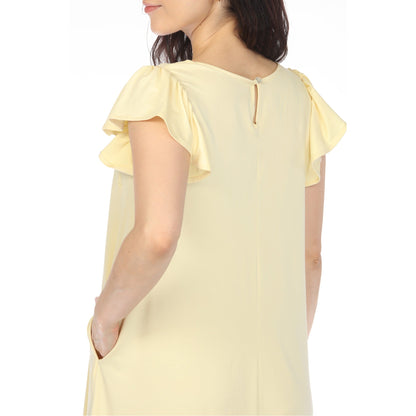 Dressbarn Premium | Women's Crew Neck Ruffle Sleeve Dress - Yellow