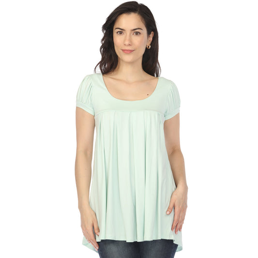 Dressbarn Featured | Women's Cap Sleeve Pleated Top - Aqua