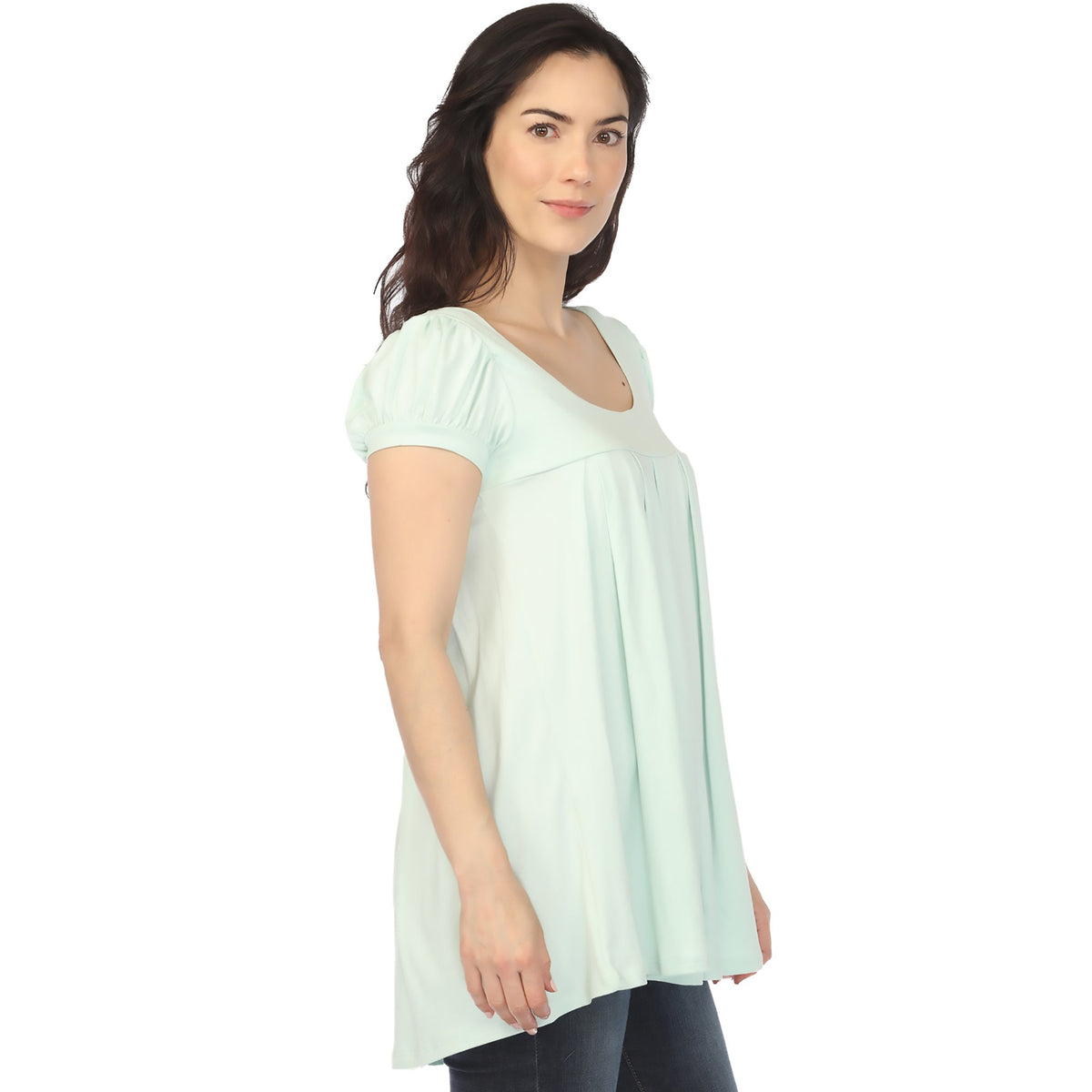 Dressbarn Featured | Women's Cap Sleeve Pleated Top - Aqua