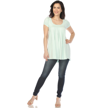 Dressbarn Featured | Women's Cap Sleeve Pleated Top - Aqua
