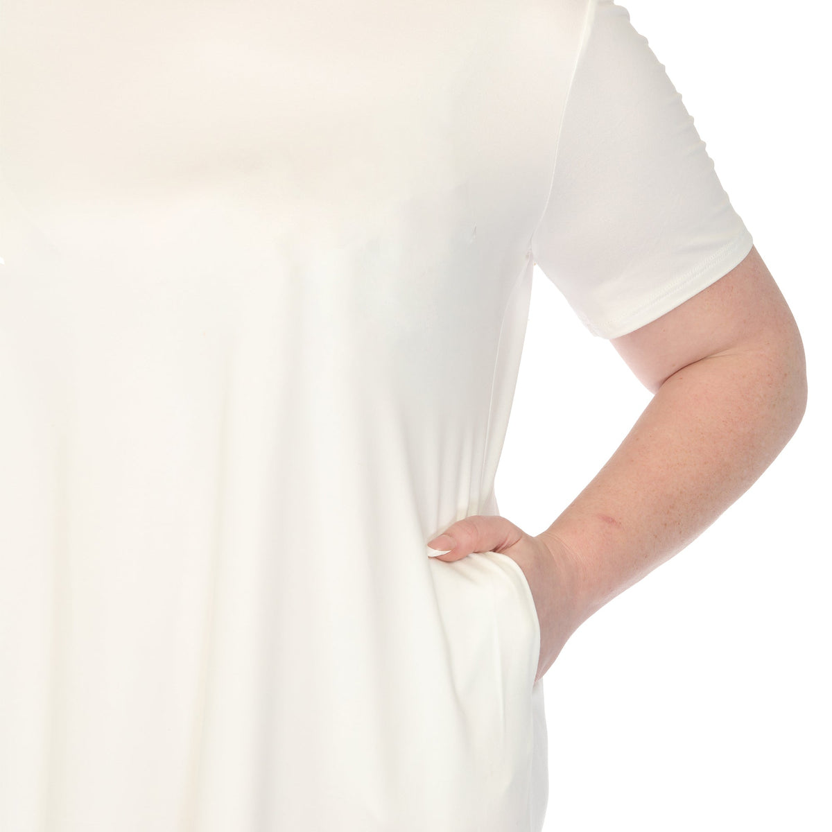 Dressbarn Popular | Women's  Crew Neck T-Shirt Dress - Off White - Plus