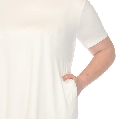 Dressbarn Popular | Women's  Crew Neck T-Shirt Dress - Off White - Plus