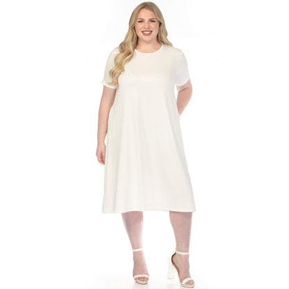 Dressbarn Popular | Women's  Crew Neck T-Shirt Dress - Off White - Plus