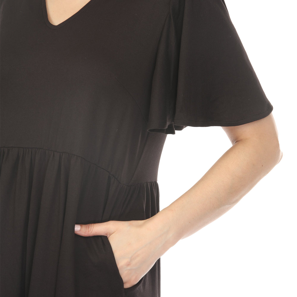 Dressbarn Recommended | Women's V-Neck Short Sleeve Dress - Black