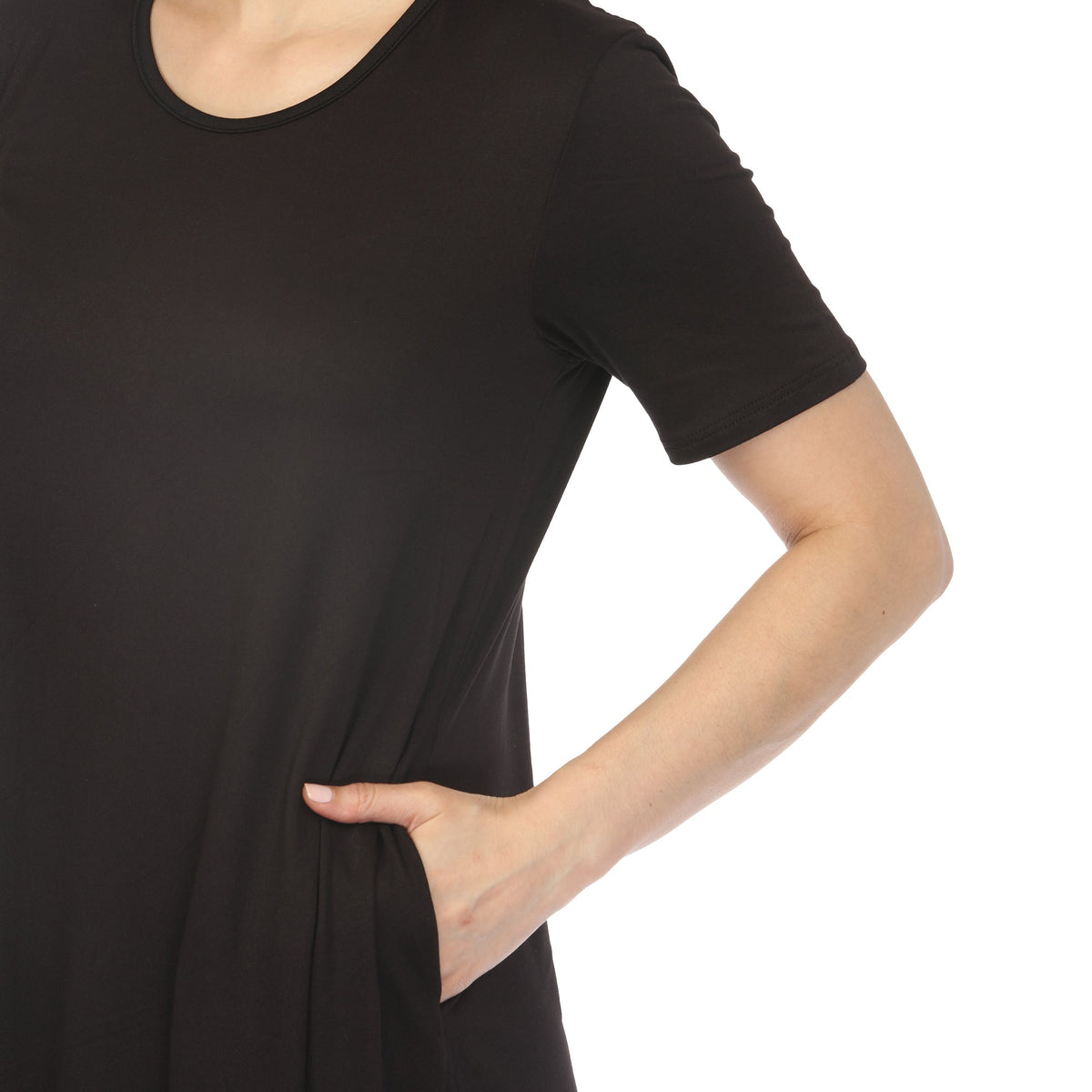 Dressbarn New | Women's Crew Neck T-Shirt Dress - Black