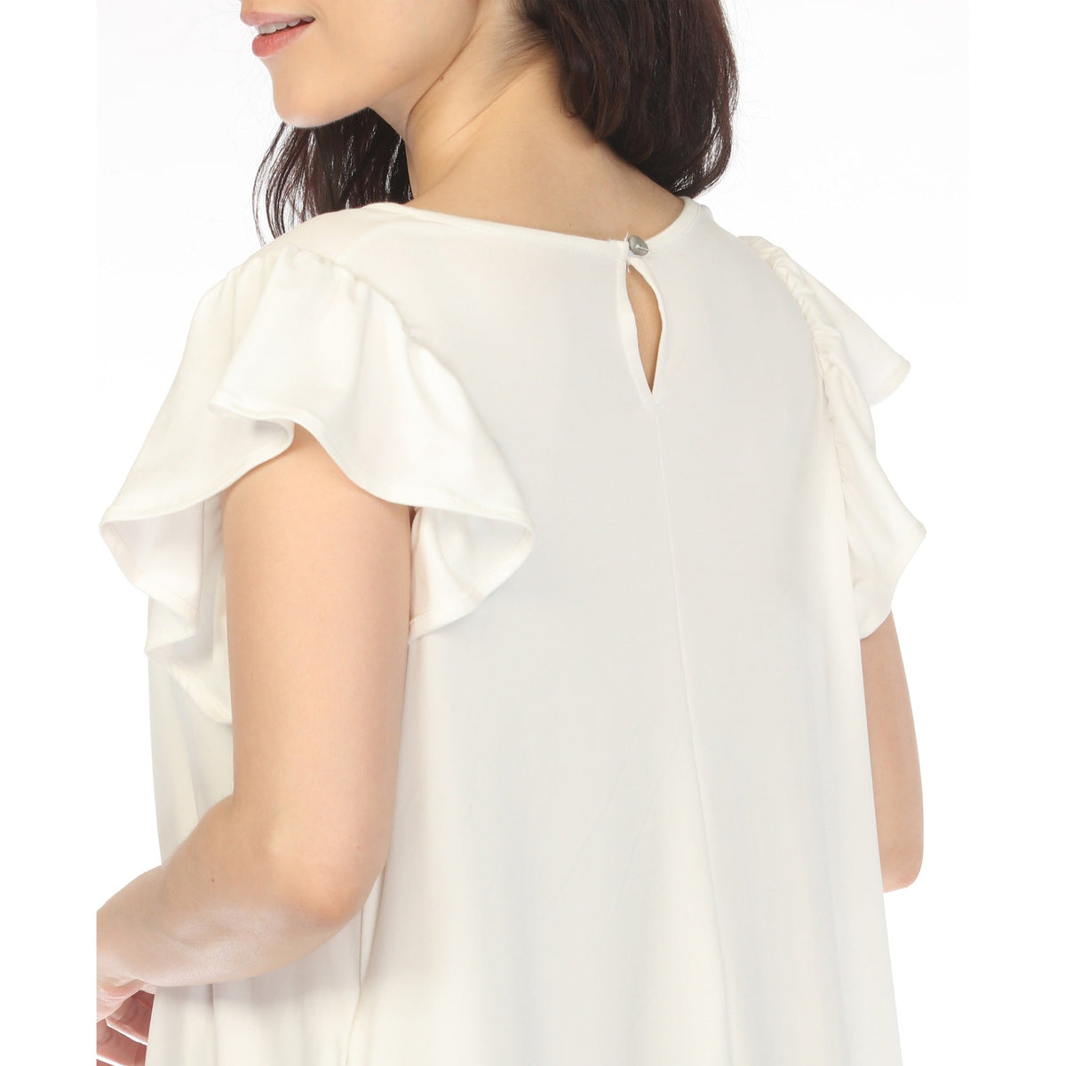 Dressbarn Featured | Women's Crew Neck Ruffle Sleeve Dress - Off White