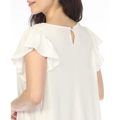 Dressbarn Featured | Women's Crew Neck Ruffle Sleeve Dress - Off White