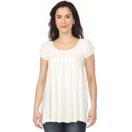 Dressbarn Trending | Women's Cap Sleeve Pleated Top - Off-White