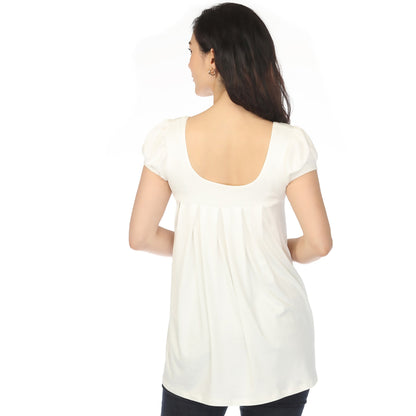 Dressbarn Trending | Women's Cap Sleeve Pleated Top - Off-White