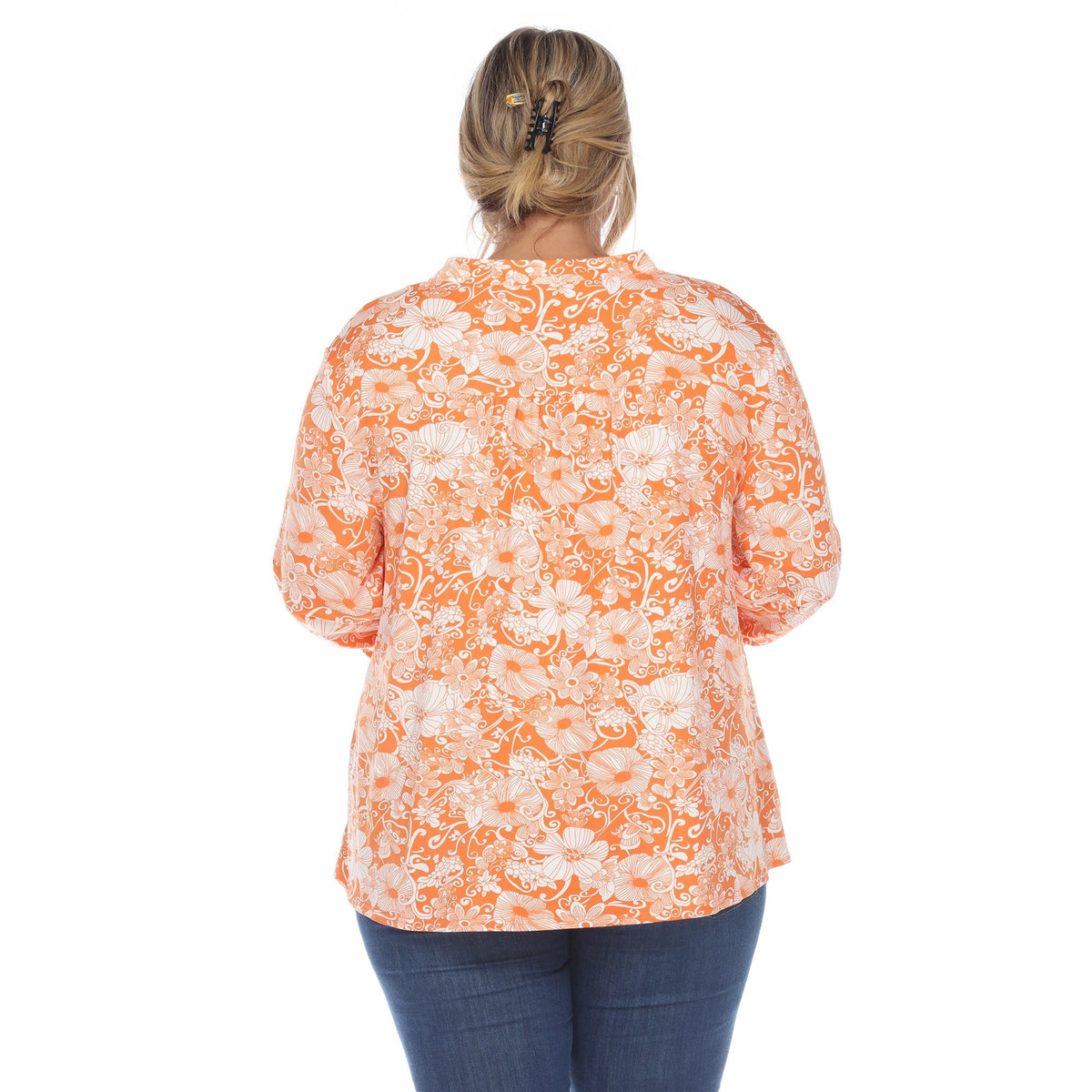 Dressbarn Best Seller | Pleated Long Sleeve Floral Print Blouse - Plus