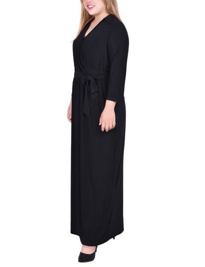 Dressbarn Best Seller | NY Collection Plus Size 3/4 Sleeve Belted Maxi Dress