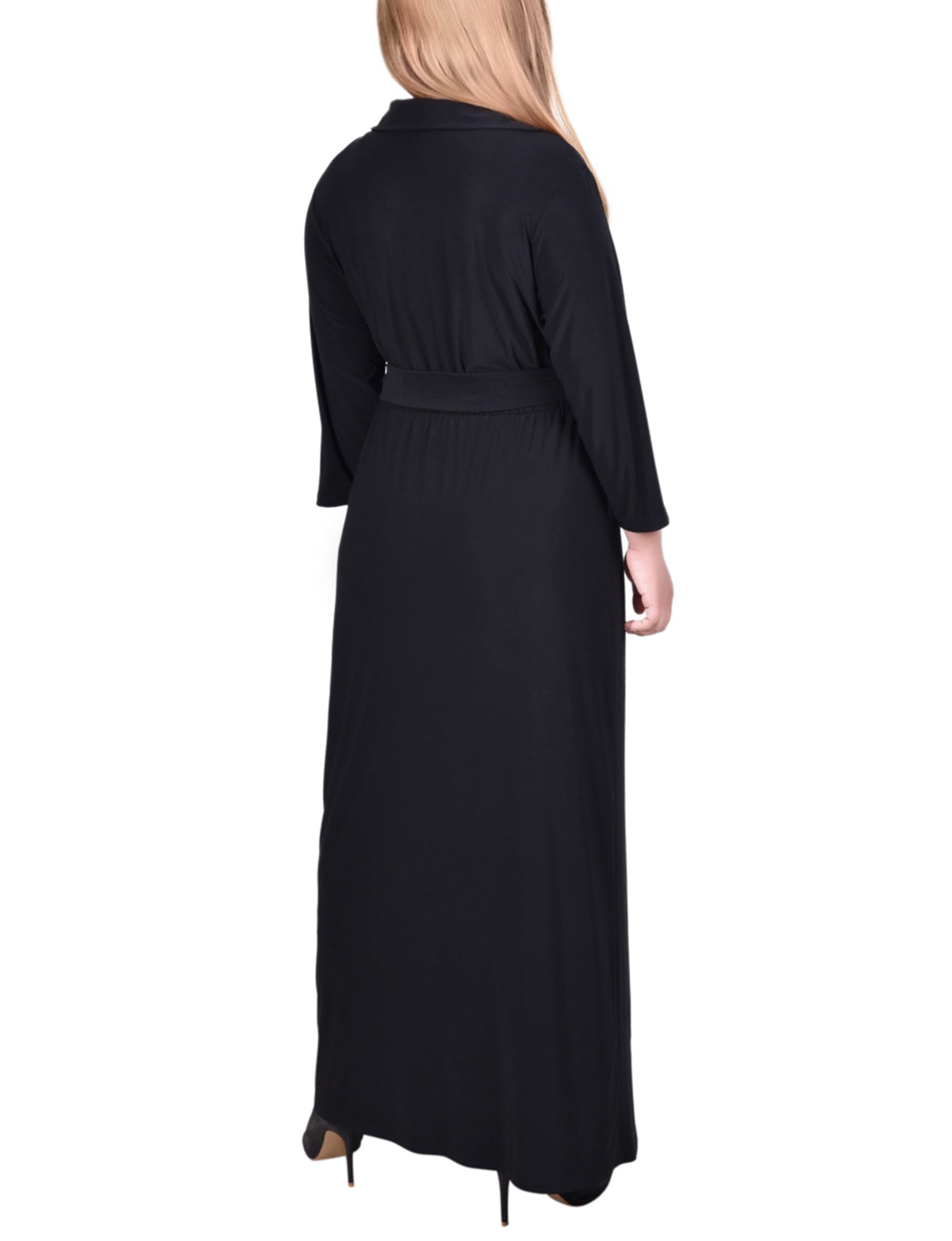 Dressbarn Best Seller | NY Collection Plus Size 3/4 Sleeve Belted Maxi Dress