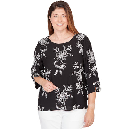 Dressbarn Best Seller | Alfred Dunner Tossed Floral Embroidered Top