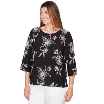Dressbarn Best Seller | Alfred Dunner Tossed Floral Embroidered Top