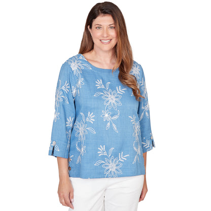 Dressbarn Best Seller | Alfred Dunner Tossed Floral Embroidered Top