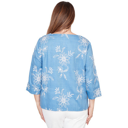 Dressbarn Best Seller | Alfred Dunner Tossed Floral Embroidered Top