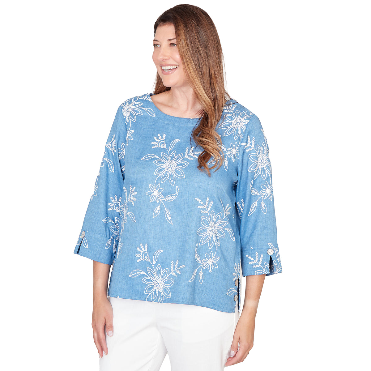 Dressbarn Best Seller | Alfred Dunner Tossed Floral Embroidered Top