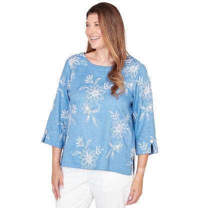 Dressbarn Best Seller | Alfred Dunner Tossed Floral Embroidered Top