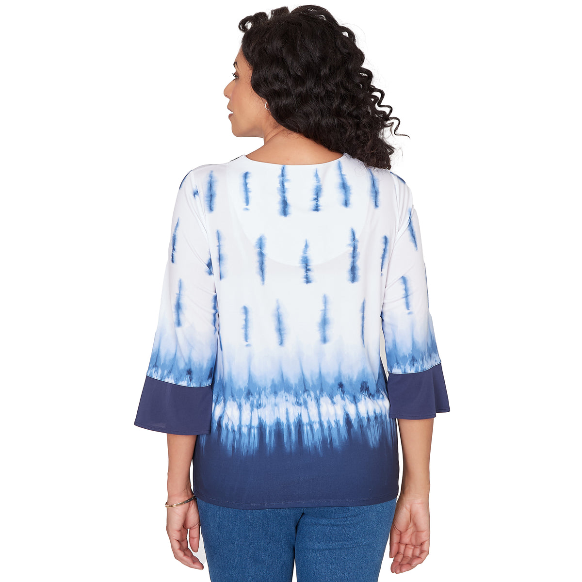 Dressbarn Recommended | Alfred Dunner Tie Dye Border Split Neck Top