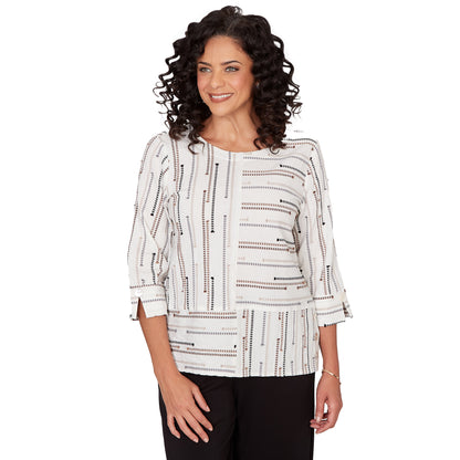 Dressbarn Premium | Alfred Dunner Spliced Jacquard Stripe Top