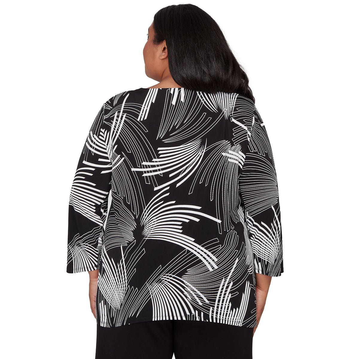Dressbarn Recommended | Alfred Dunner Geometric Sharkbite Hem Top with Necklace, Plus