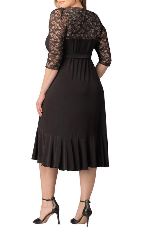 Dressbarn New | Lavish Lace Wrap Dress  -Black Noir -  Plus