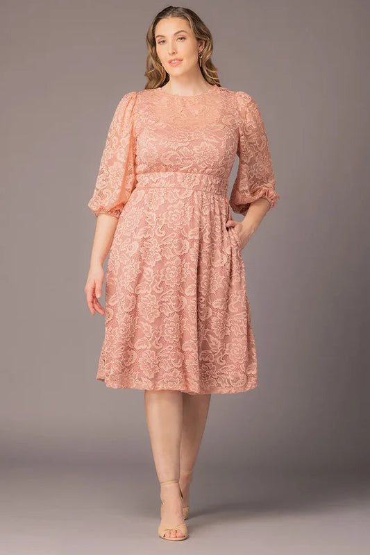 Dressbarn Popular | Hepburn Lace Cocktail Dress  -Blush Pink -  Plus