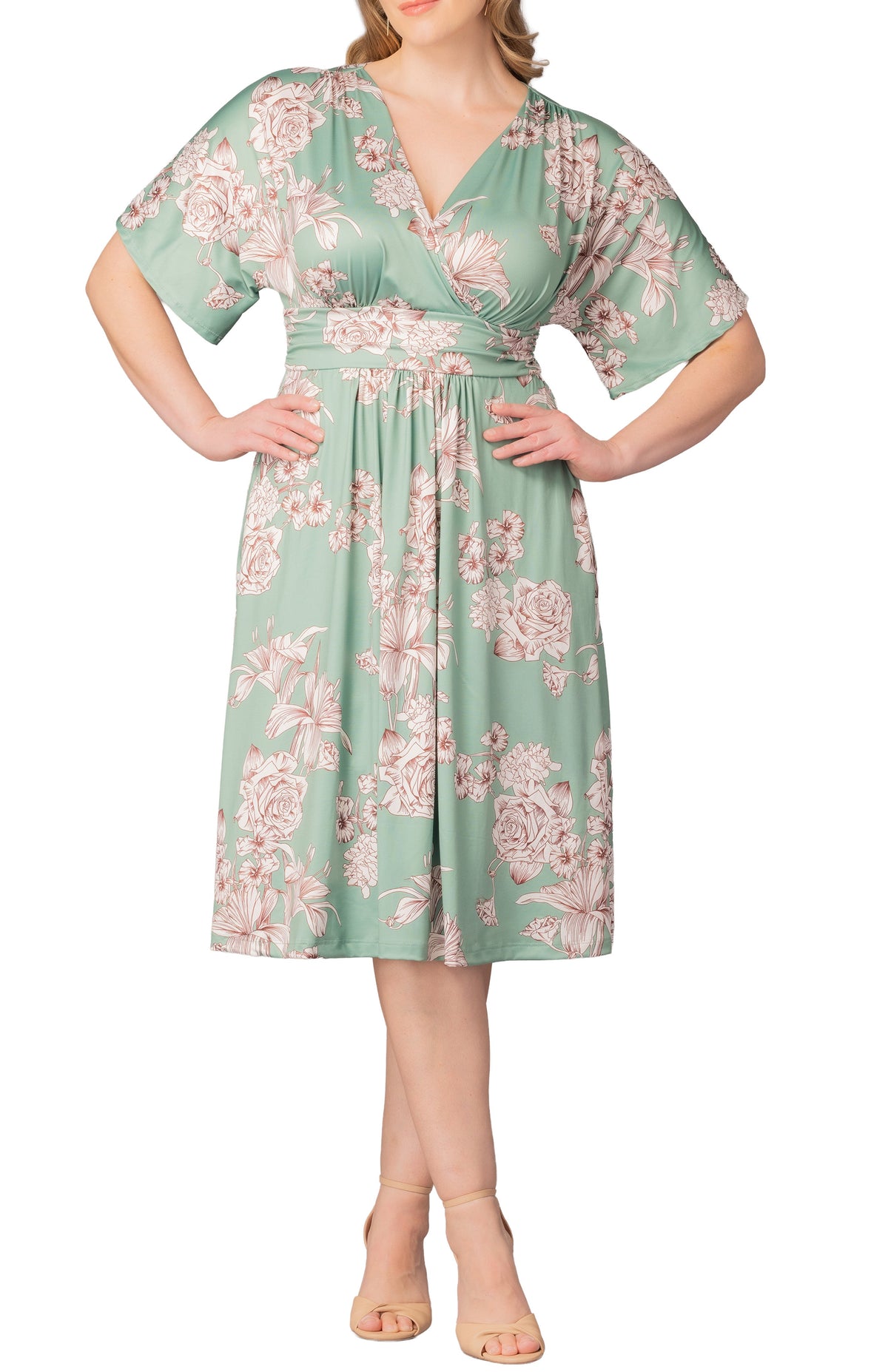 Dressbarn Trending | Gia Midi Dress  -Sage Garden Print -  Plus