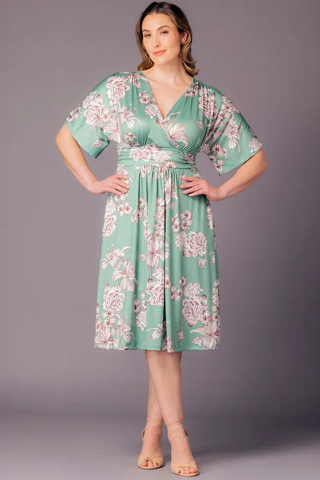 Dressbarn Trending | Gia Midi Dress  -Sage Garden Print -  Plus
