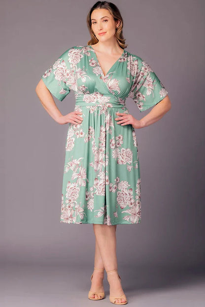 Dressbarn Trending | Gia Midi Dress  -Sage Garden Print -  Plus