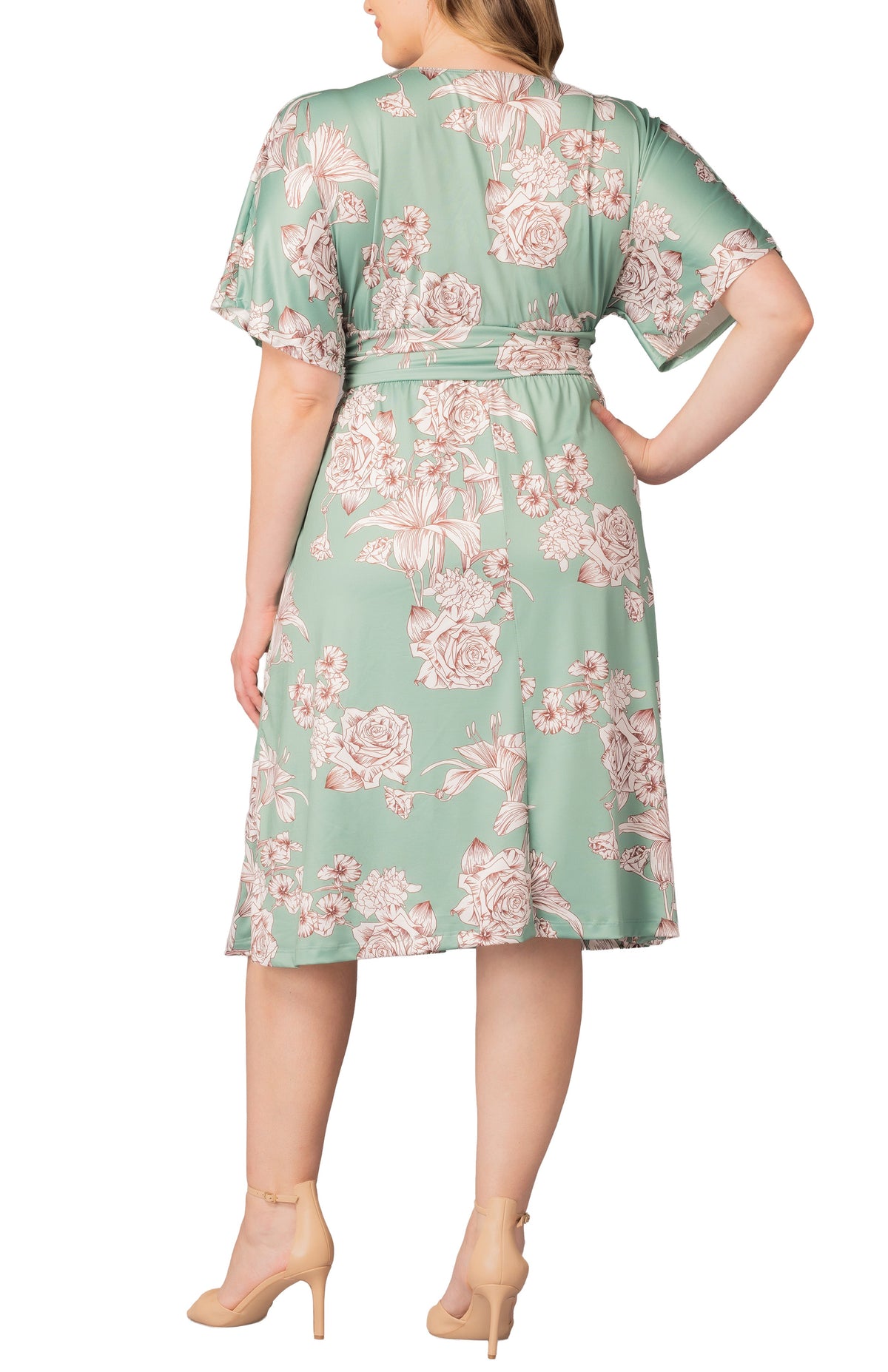 Dressbarn Trending | Gia Midi Dress  -Sage Garden Print -  Plus