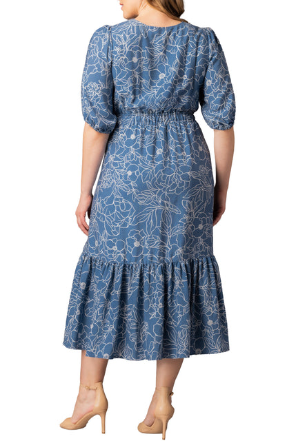Dressbarn Recommended | Bailey Square Neck Maxi Dress  -Blue Floral Print -  Plus
