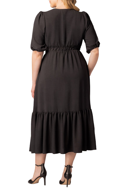Dressbarn New | Bailey Square Neck Maxi Dress  -Black Noir -  Plus