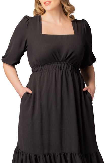 Dressbarn New | Bailey Square Neck Maxi Dress  -Black Noir -  Plus