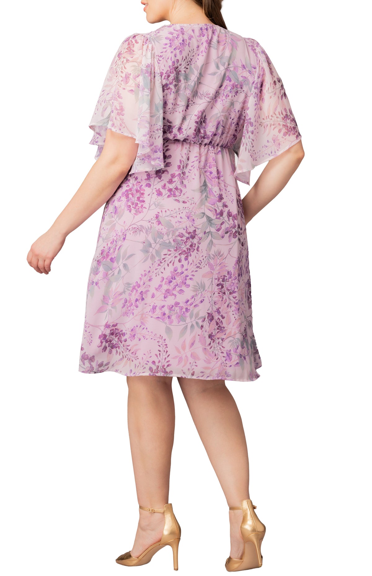Dressbarn Popular | Florence Flutter Sleeve Dress  - Wisteria Blooms -  Plus