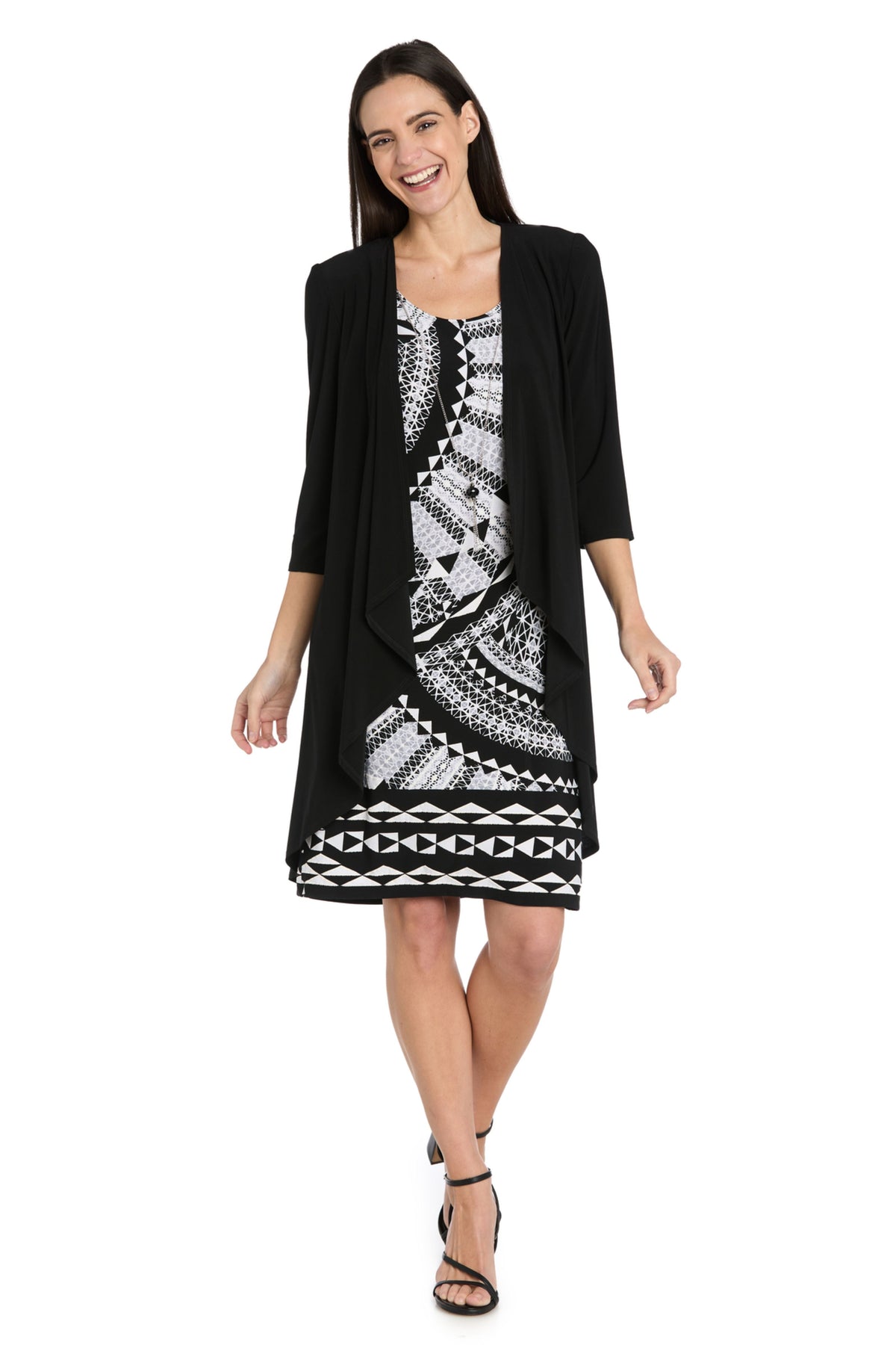Dressbarn Best Seller | R & M Richards 2 Piece Jacket Dress in Black/White