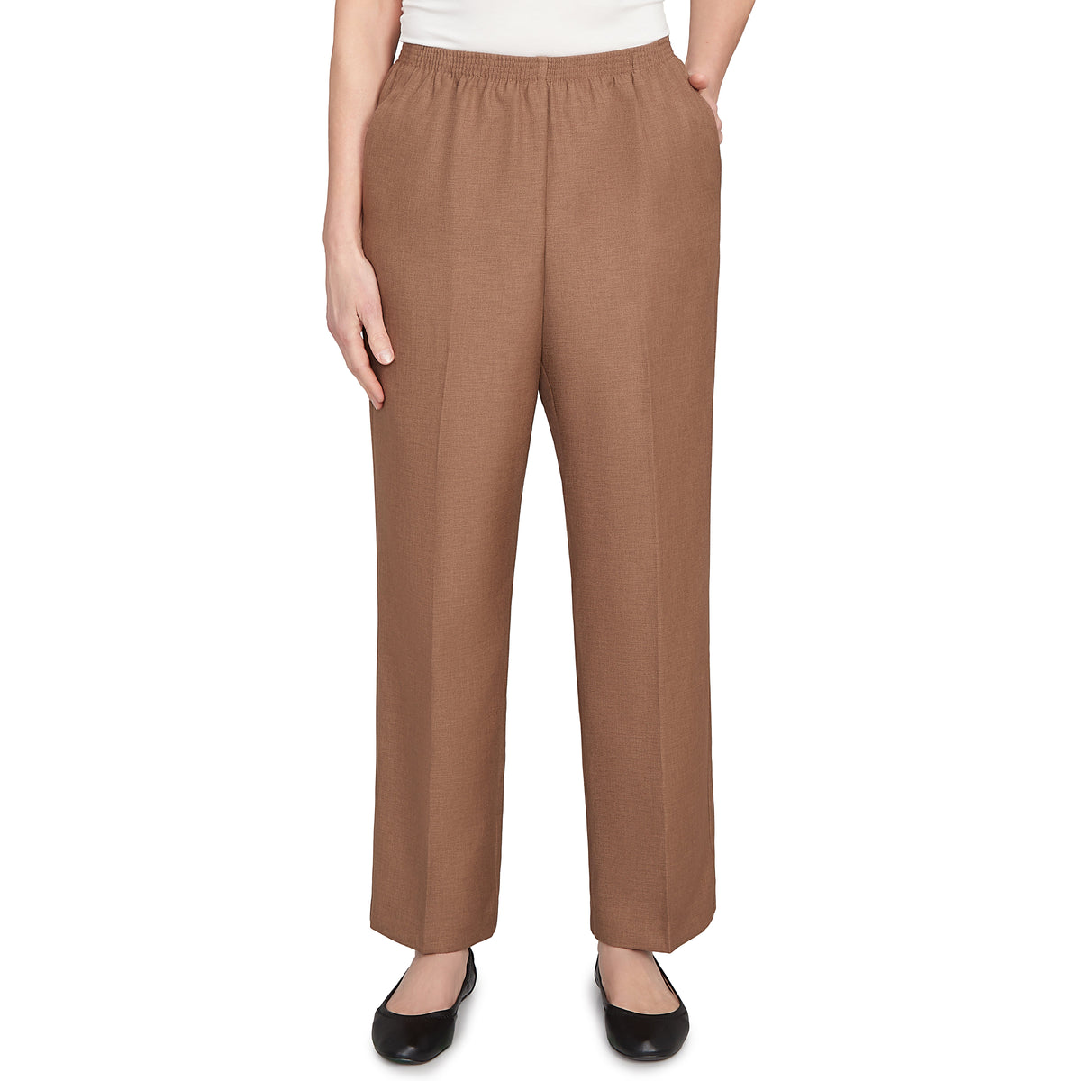 Dressbarn New | Alfred Dunner Classic Signature Fit Textured Trousers with All-Around Elastic Waistband, Short