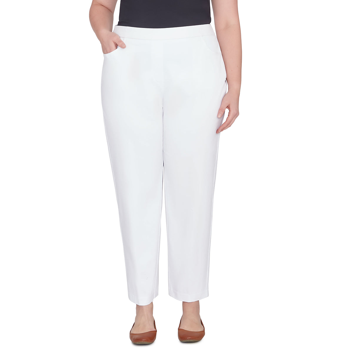 Dressbarn Best Seller | Alfred Dunner Classic Allure Fit Proportioned Pant with Elastic Comfort Waistband, Short Length, Plus