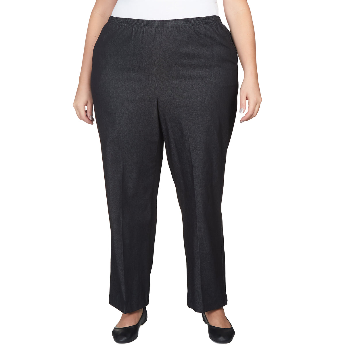 Dressbarn Featured | Alfred Dunner Denim Comfort Waistband Mid Rise Regular Fit Straight Leg Pant Short Length, Plus