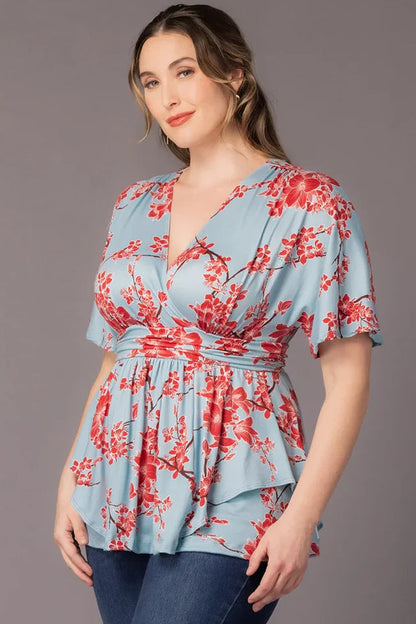 Dressbarn Featured | Encore Print Top  -Cherry Blossom Print -  Plus